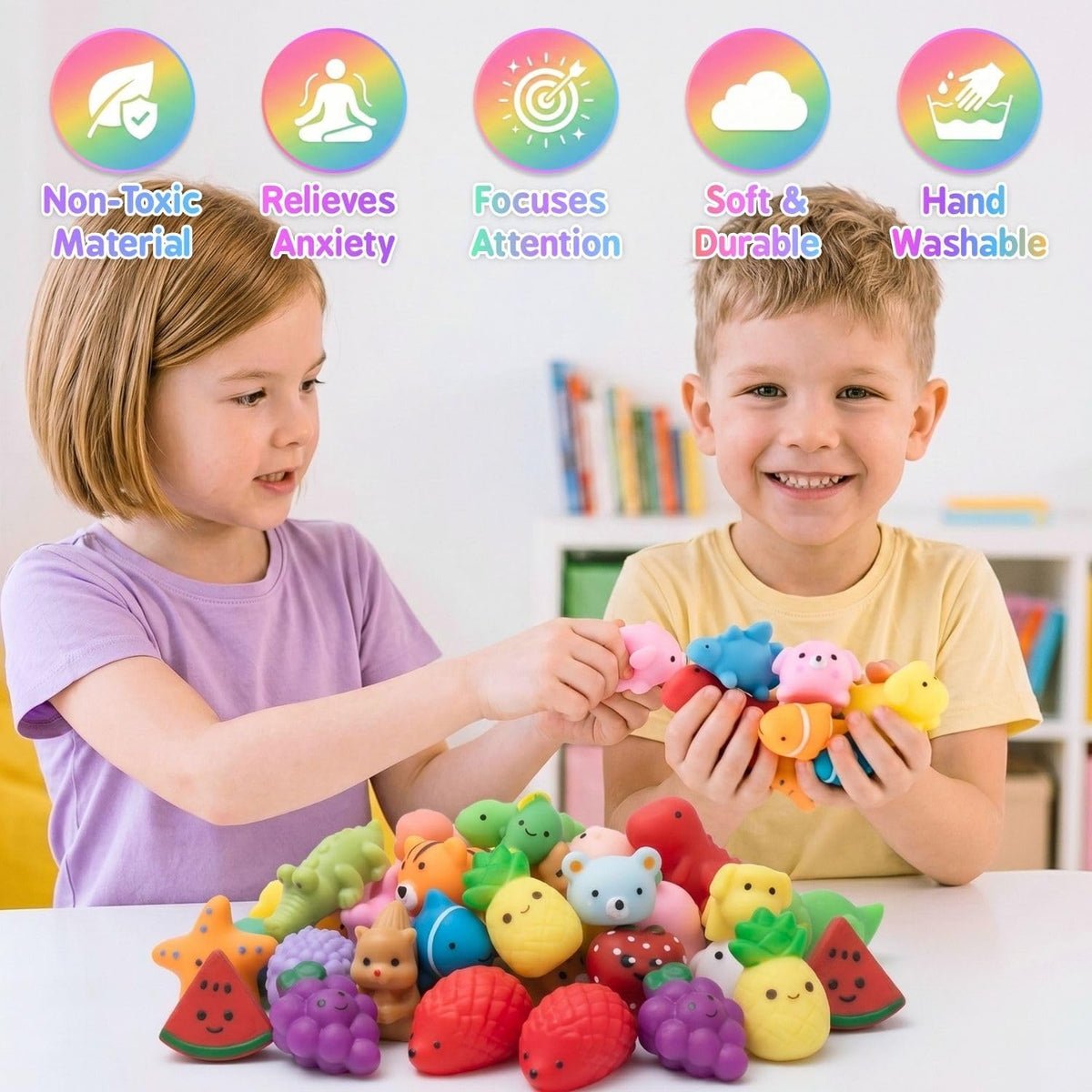 30 Pack Mochi Squishies Squeeze Toys, Squishy Party Favors for Kids Adults | Animal Fruit Squishy Set, Mini Squishies Bulk Toys for Treasure Box Prizes, Classroom Rewards, Birthday Goodie Bag Stuffers