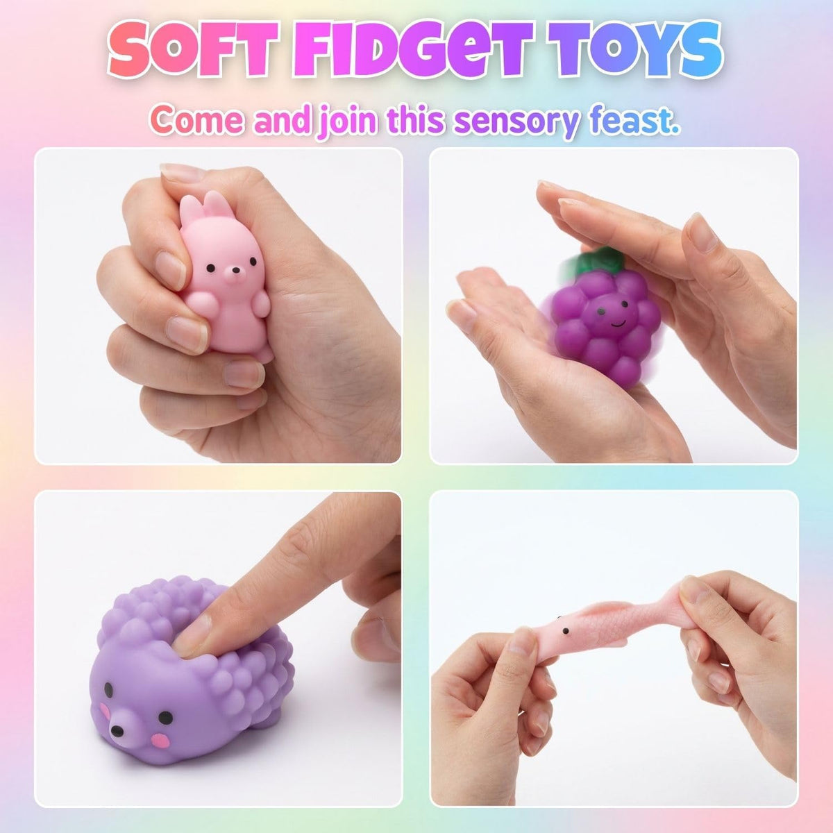 30 Pack Mochi Squishies Squeeze Toys, Squishy Party Favors for Kids Adults | Animal Fruit Squishy Set, Mini Squishies Bulk Toys for Treasure Box Prizes, Classroom Rewards, Birthday Goodie Bag Stuffers