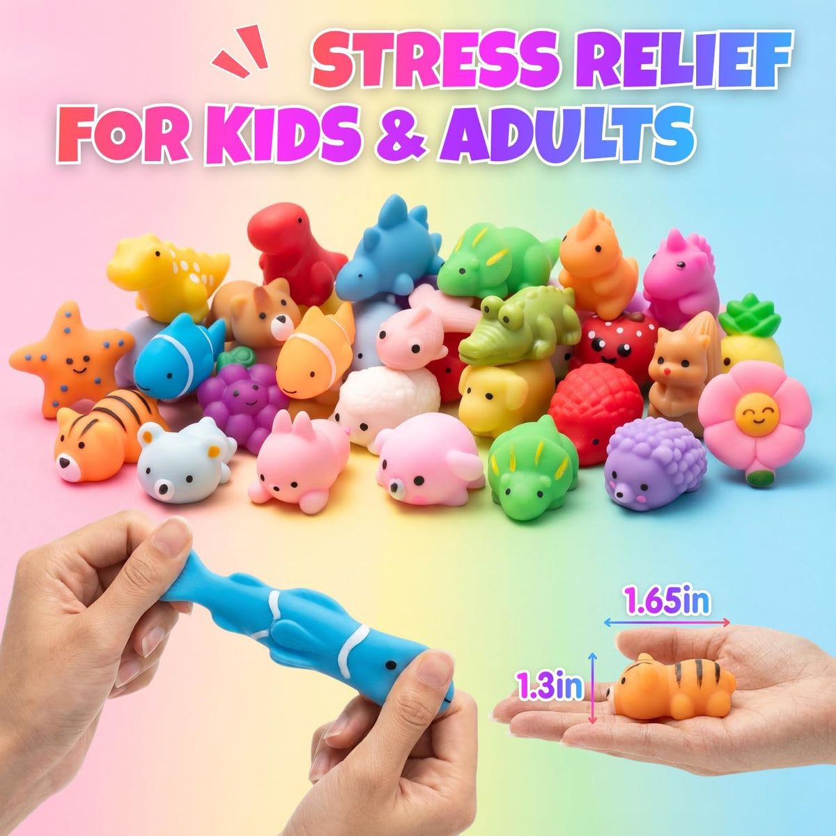 30 Pack Mochi Squishies Squeeze Toys, Squishy Party Favors for Kids Adults | Animal Fruit Squishy Set, Mini Squishies Bulk Toys for Treasure Box Prizes, Classroom Rewards, Birthday Goodie Bag Stuffers