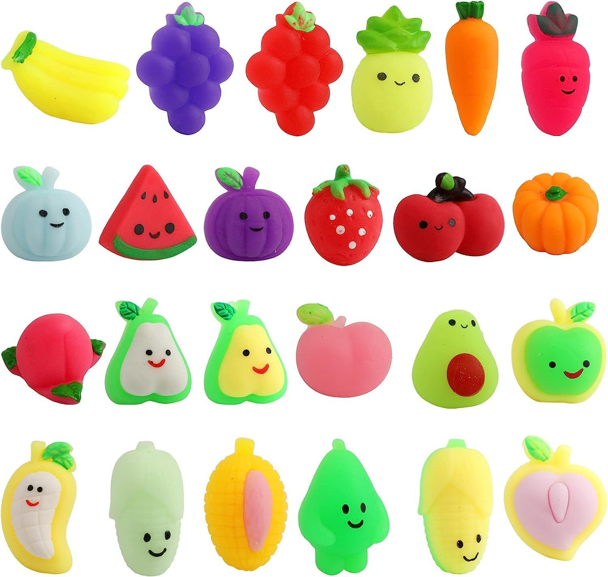 24 Pcs Fruit Mochi Squishy Toys, Squishies Bulk for Adults Stress Relief | Fruits Fidget Toy for Kids Party Favors Classroom Prize Gift Birthday Pinata Goodie Bag Filler Christmas Stocking Stuffers