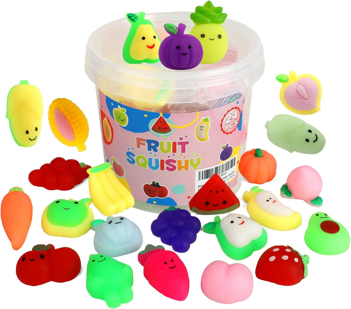 24 Pcs Fruit Mochi Squishy Toys, Squishies Bulk for Adults Stress Relief | Fruits Fidget Toy for Kids Party Favors Classroom Prize Gift Birthday Pinata Goodie Bag Filler Christmas Stocking Stuffers