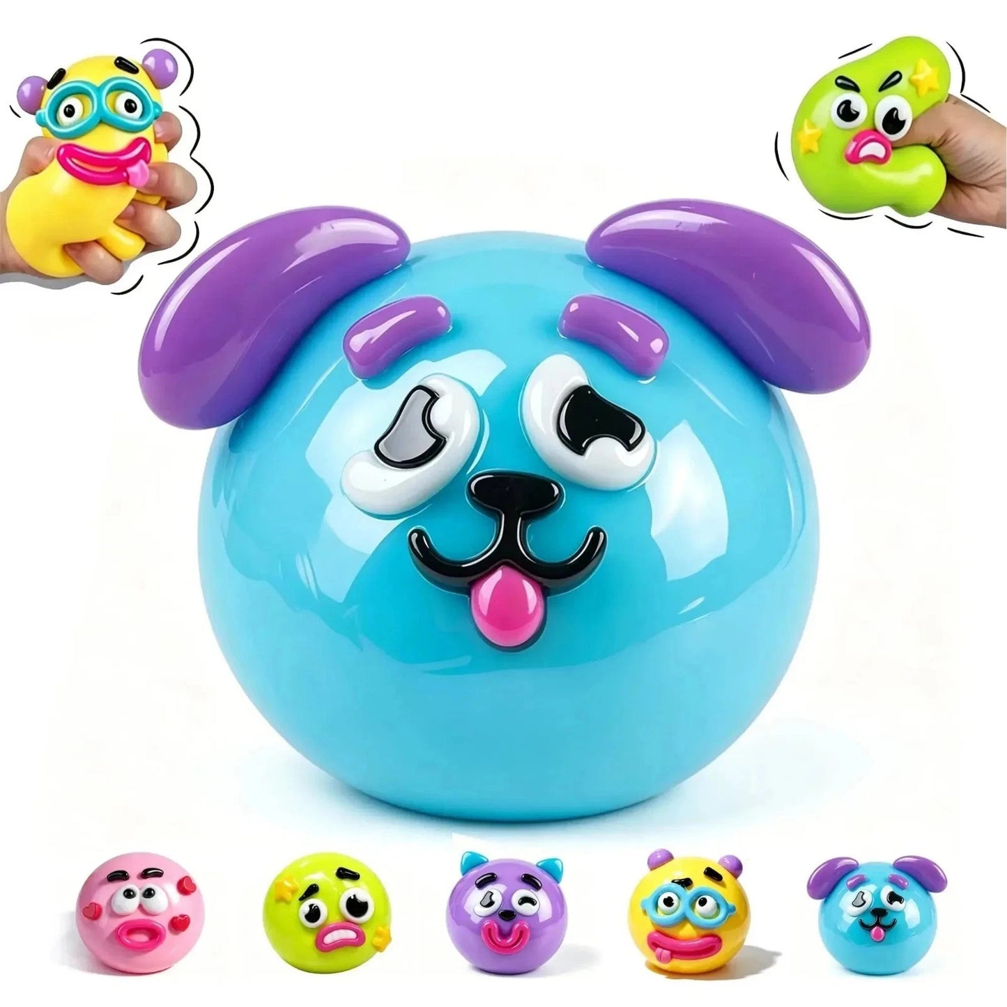 NEW Smushers Curiosities Dog Face Swap Squishy Toy Soft Slow Rise Squeeze Gift